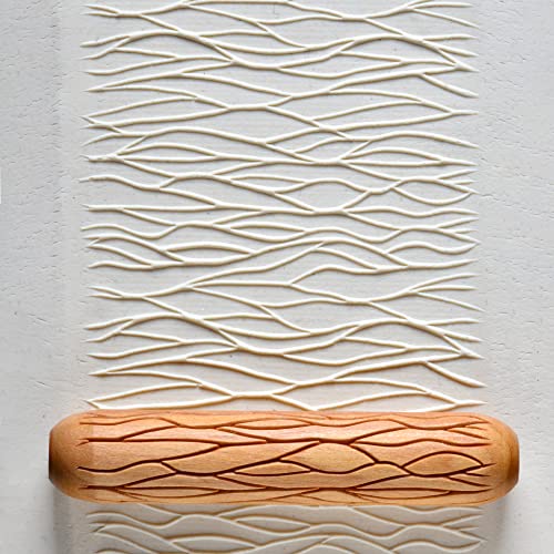 MKM Pottery Tools Wood Big Hand Rollers for Clay (BHR-88 Sedimentary Layers 2)