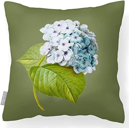 Izabela Peters® Luxury Designer Garden Outdoor Cushions | Waterproof, Filled & Breathable - Vintage Hydrangea - Grey - Perfect For Rattan Furniture, Chairs, Benches.