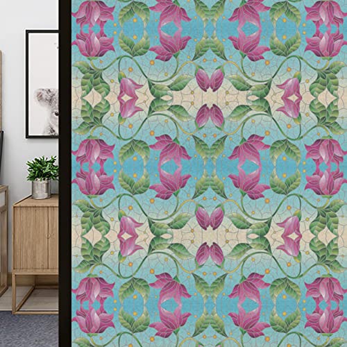 Dktie Romantic European Flower Rattan Window Privacy Film Frosted Glass Static Clings Non Adhesive Waterproof Material Suitable For Bathroom (Ctblt163, 17.7 X 78.7 Inches) #TOP7