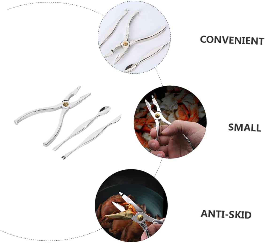 3pcs Seafood Eating Tools Set Spoon Easy Crab Opening Peeling Supplies for