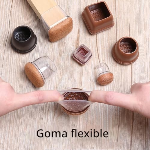 Miniatura 7 de Ezprotekt 20-28mm Protectores De Suelo De Silicona Transparente Para Patas De Silla, Cuadrados, 16 Tapas Pequeñas De Silicona Para Patas De Silla Con Fieltro Cuadrado