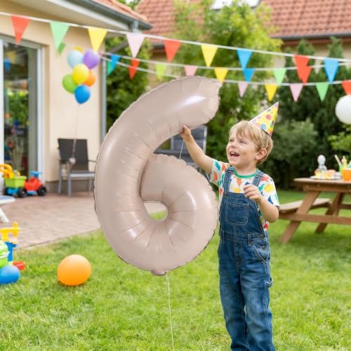 Image of YPSelected 32 Inch Large Foil Helium Number Balloon Birthday Wedding Party 0-9 (Cream, 6)