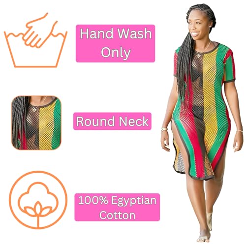 Clossy London Rasta Multicolour Work Dress Side Slit Ladies String mesh Fishnet Midi3