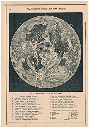 Wee Blue Coo Map Illustrated Antique Telescopic Moon Picture Wall Art Print