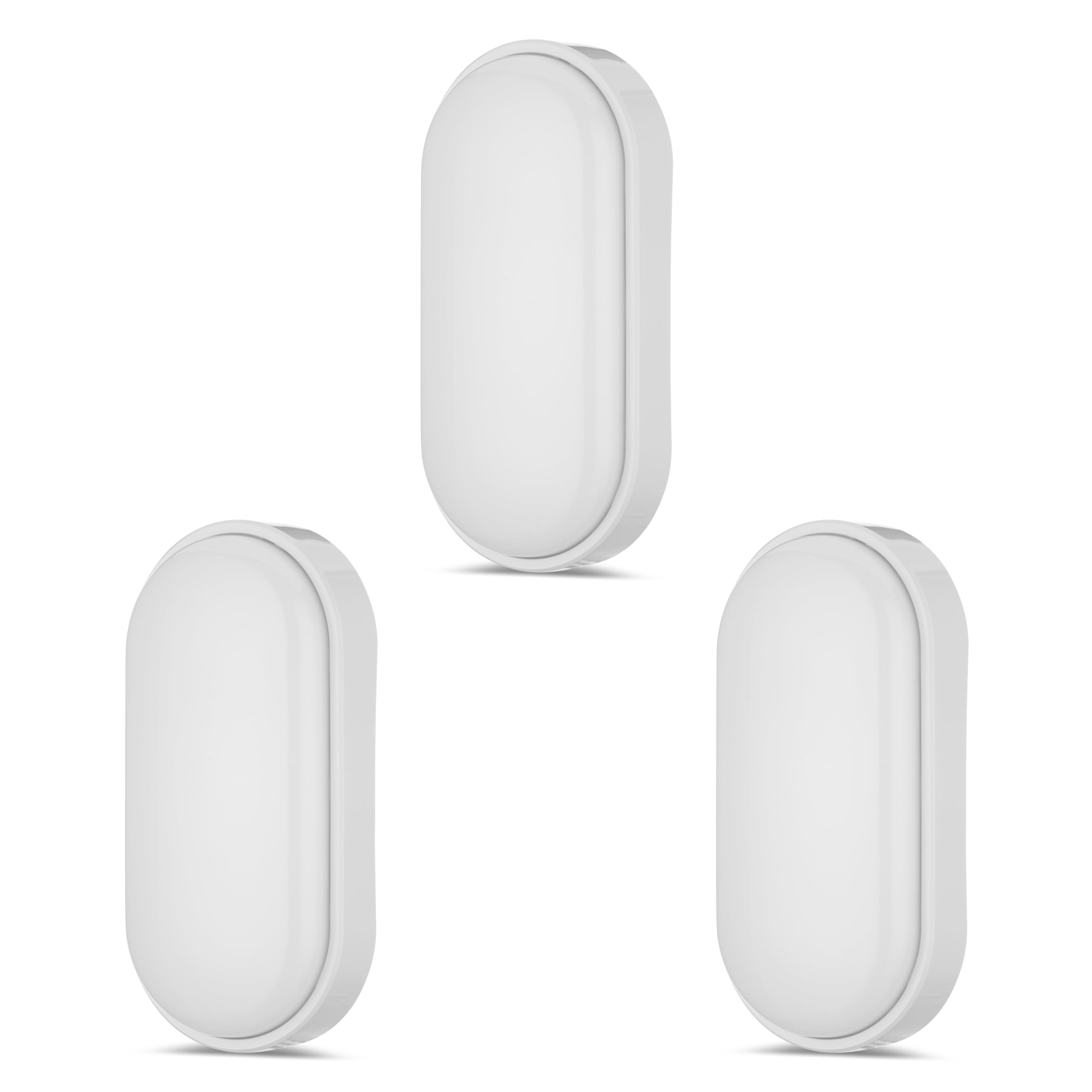 REV Kellerlampe SPARSET - 3x Feuchtraumleuchte LED oval (12W, 840lm, IP54), einsetzbar als Decken- oder Wandlampe, Feuchtraumlampe, weiß