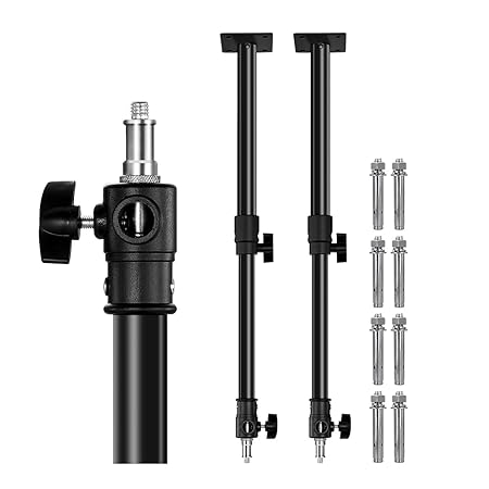 2Pack Wall Mount Boom Arm Overhead Vertical & Horizontal Light Mounting 17-26inch Adjustable Length with 1/4 & 3/8 Universal Thread for Photo Studio Video Light,Ring Light,Monolights.