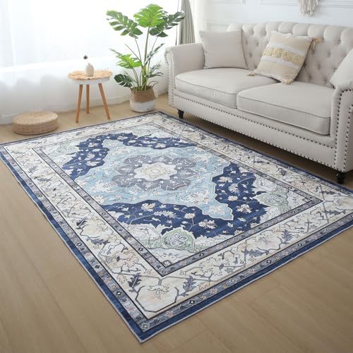 Xrare Non Slip Area Rugs, Soft Fluff Carpet, For Living Room Bedroom, Blue-Multicolor 160x230cm