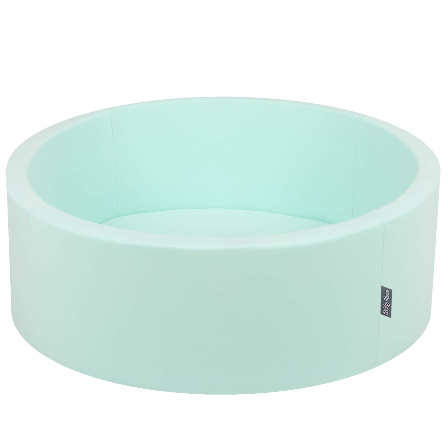 KiddyMoon 90X30cm/NO Balls Baby Foam Ball Pit Certified Made In EU, Mint:Light Turquoise/White/Transparent