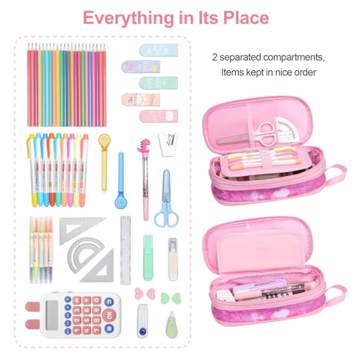Image of Bagseri Pencil Case for Girls - Expandable Special Pencil Case for Kids Large Capacity Pencil Pouch for Teen Girls Pencil Bag for School Student, Pen Case Only (Purple Blue Tie-dye)
