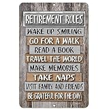 Dyenamic Art Retirement Rules Sign - Retirement Party Gift Wall Art - Indoor/Outdoor Wall Décor - Me