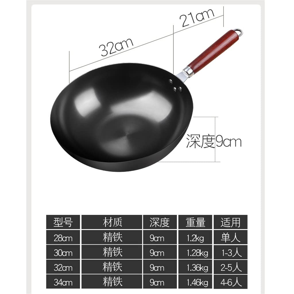 Cast Iron Non-Stick Wok Traditional Cooking Induction Cooker Gas Wok Multifunctional Pan Frying Pan Kitchenware (A 30Cm)?A-30cm?A-30cm?A-30cm