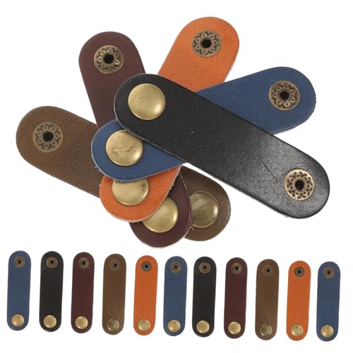 Set de 16 sujetadores de cable de cuero para organizar cables en escritorio, colores aleatorios