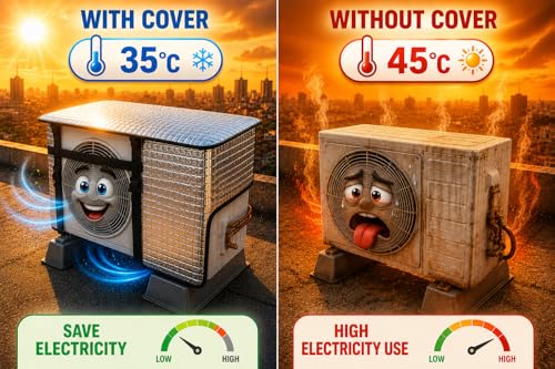 Image of AC Outdoor Unit Protector Cover | HEAVY DUTY | Waterproof Heat Insulated & Sun Protection | AC Outdoor Unit Cover | Air Conditioner Outer Compressor Shade for Split 1.5 & 2 Ton (Full Size)