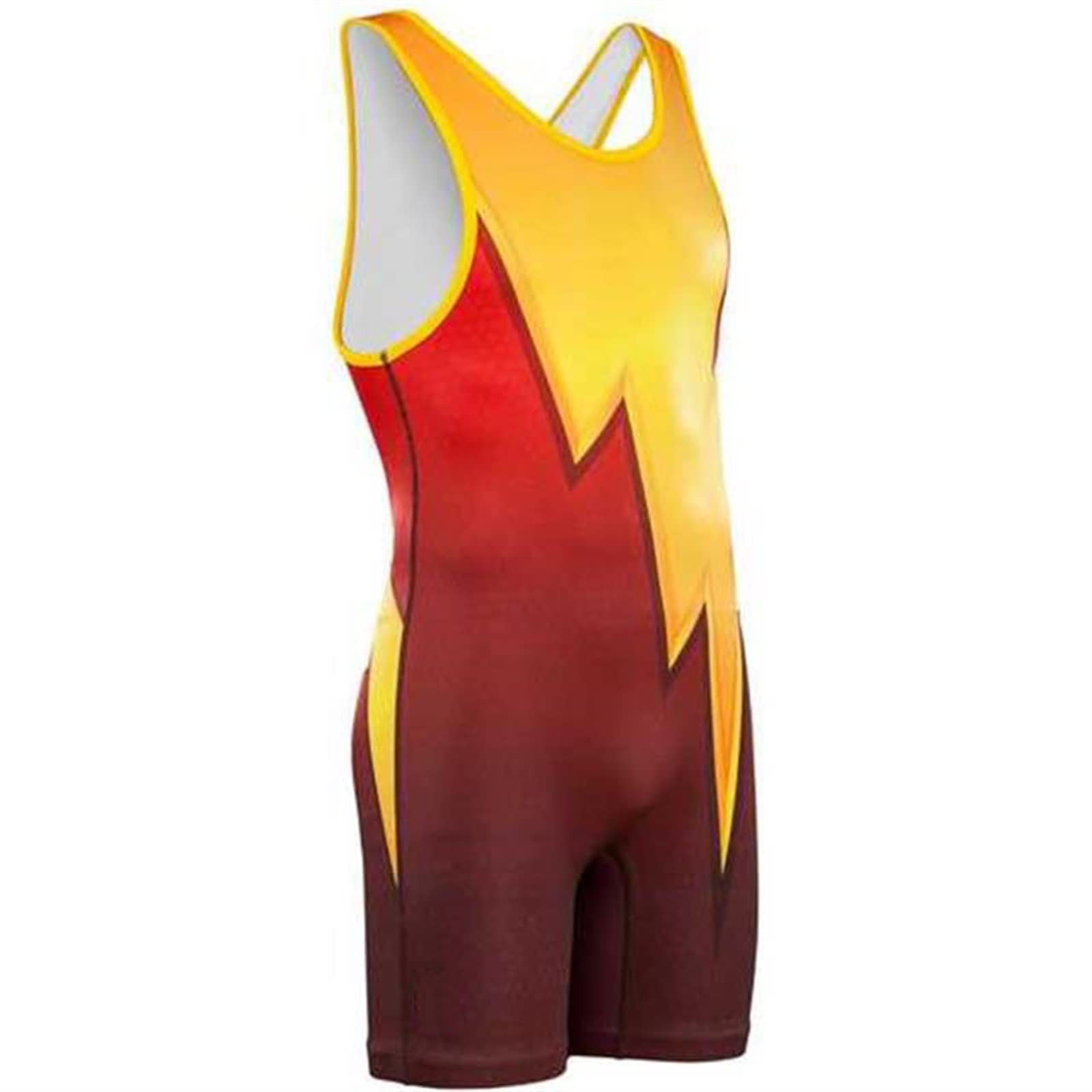 Canottiera da Wrestling Gialla e Rossa Body Wear Tuta da Tuta Tuta Intera da Wrestling Power Lift Sollevamento Pesi Powerlifting Uniforme