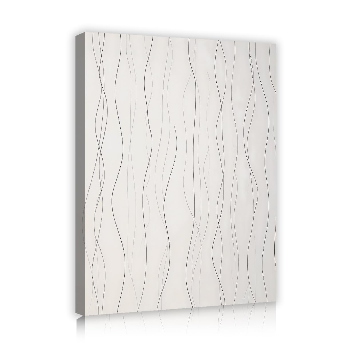 TOANGWALL Minimalist Lines Canvas Wall Art Bathroom Vertical Waves Framed Poster Prints Modern Nordic Abstract Painting Artwork for Hallway Decor 80x95cm