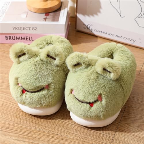 Women's cute frog, rabbit, tiger adult shoes Funny gift Plush cartoon indoor and outdoor Soft and comfortable winter home memory foam sole2