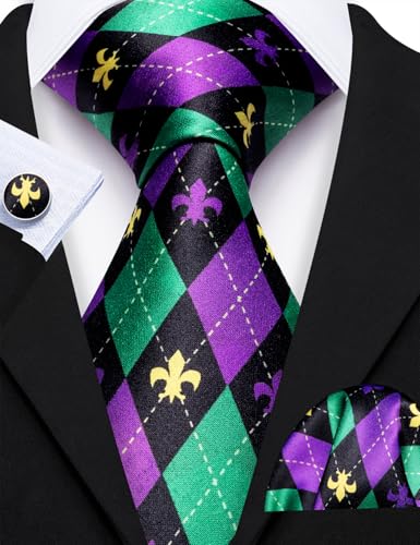 Image of Barry.Wang Fun Animal Ties for Men Designer Handkerchief Cufflink WOVEN Casual Necktie Set Festival