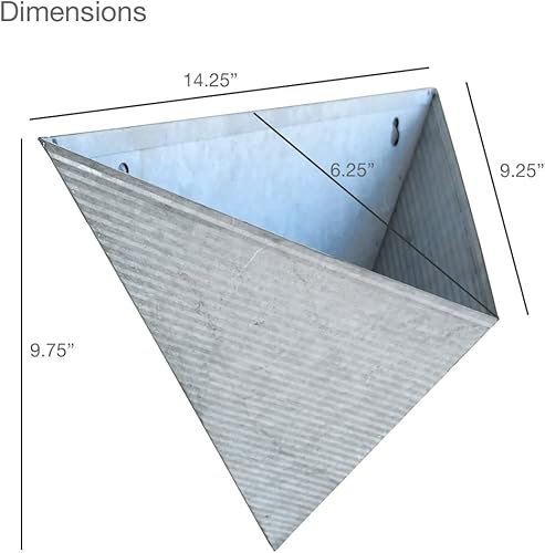 Miniatura 7 de Modern Home - Maceta triangular de acero galvanizado de acero galvanizado y zinc para suculentashierbas, recipiente para macetas para interiores y