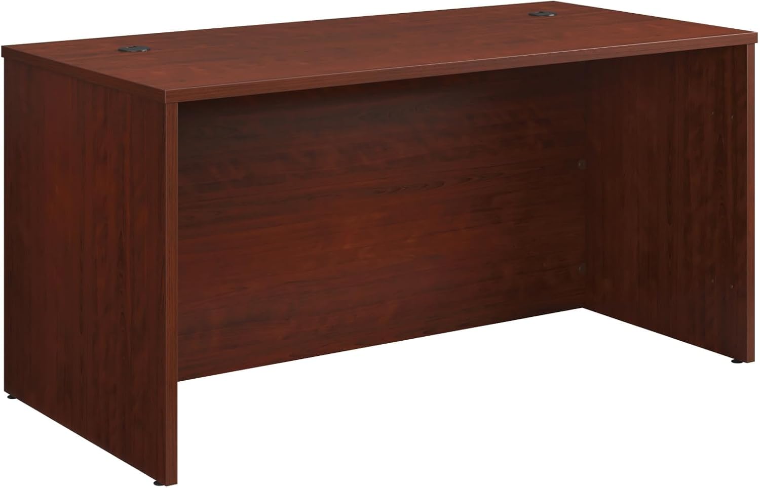 Pemberly Row Transitional Engineered Wood Desk, 60 x 30 in, Classic Cherry Finish, Durable Melamine Top, Scratch and Heat Resistant, Cord Management System, Adjustable Levelers, Commercial Office Desk