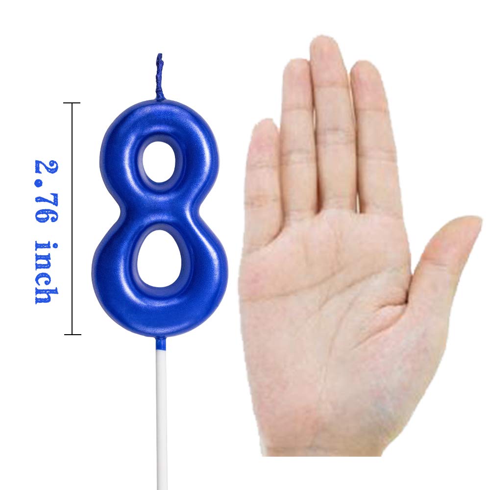NEWCANDLE Niebieskie świece urodzinowe 8 świeca 8. osiem lat ciasto złe rzymskie cyfry fajna świeca numeryczna nr 80 81 82 83 84 85 86 87 88 89