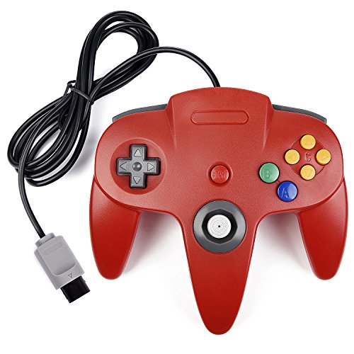 miadore N64 Controller, Kabelgebundener Gamepad Controller Joystick kompatibel mit n64 Konsole (Red)