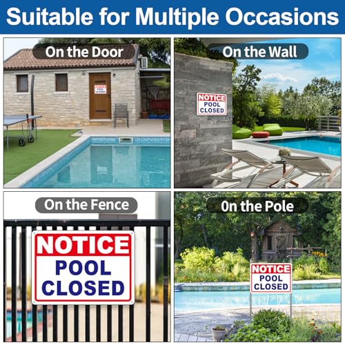 (2 Pack) Pool Closed Sign, Swimming Pool Closed Signs - Durable Aluminum Rust Free Waterproof Metal Pool Closed Signage - for Hotels Communities and Public Pools - Easy to Install (10x14 inches） by Frohllia - Used condition - Image 7