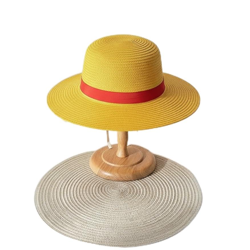 Image of One Piece Anime Monkey D Luffy's Cosplay Straw Hat (Free Size), Unisex Anime Accessory for Kids and Adults