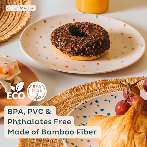image for Nook Theory 4 Pack Reusable Bamboo Plates - Non-Toxic Toddler and Kids