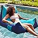 Big Joe Captain's Float No Inflation Needed Pool Lounger with Drink Holder, Navy/Aqua Mesh, Quick Draining Fabric, 3 feet