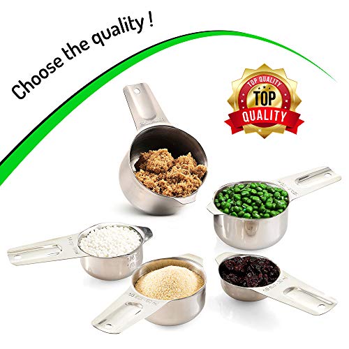 18/8 Stainless Steel Measuring Cups And Spoons Set Of 16 Pieces - 7 Nesting Cups And 7 Stackable Spoons - Durable Professional Portable Kitchen Set #TOP4