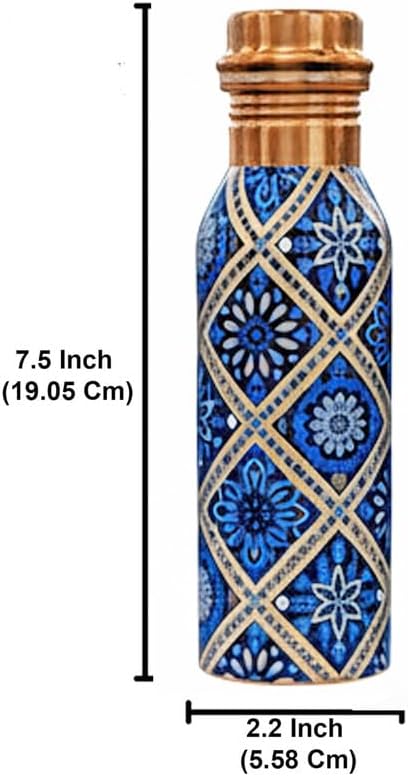 FASHION 小さな銅製ウォーターボトルコンボ 17オンス/500 Ml カラー彫刻作品 ドリンクフラスコ アーユルヴ 【寿命】