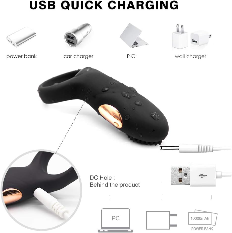 12 Vibration Vibranting Cook Ring Lasting Rooster Ring for Men Couple Vibrantor Toys USB Rechargeable for Men and Women Pleasure