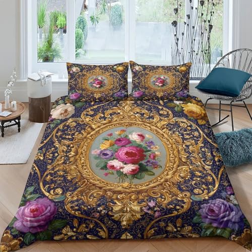 Parure de Lit Microfibre 3D Baroque 135x200cm Florale