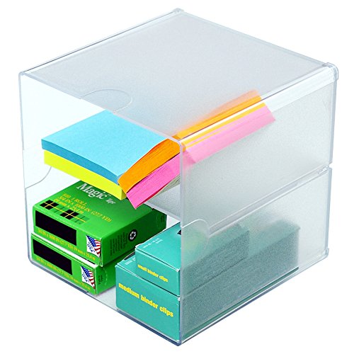 Source One Deluxe Desk Organizer Frosted Acrylic 6x6x6 Inch - Cube (1 Pack, Shelf)