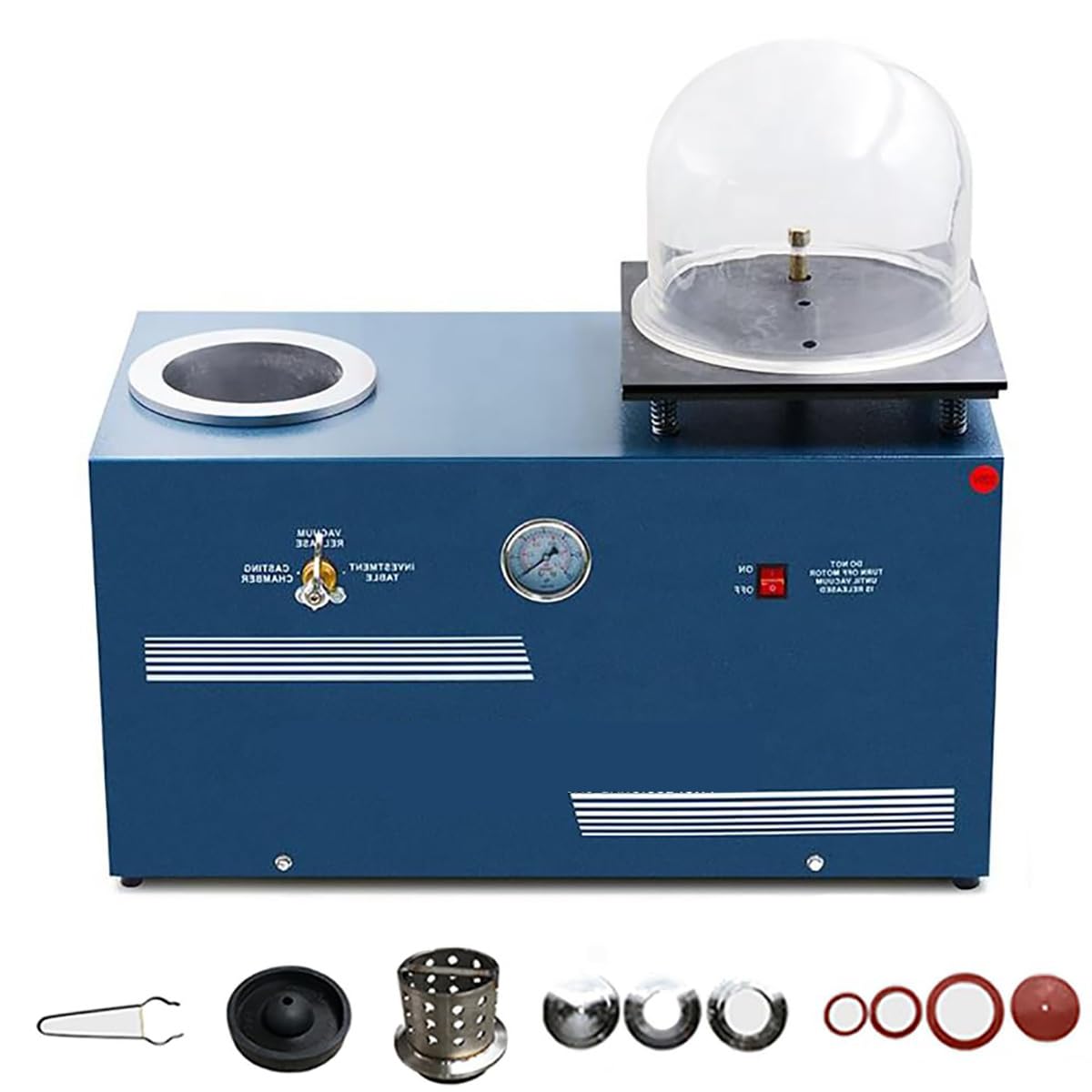 Macchina per colata sotto vuoto da 1000 W, macchina per colata congiunta da 6 litri, strumento per fusione di gioielli per raffinazione ad alta temperatura con campana di vetro, per fabbriche di lav