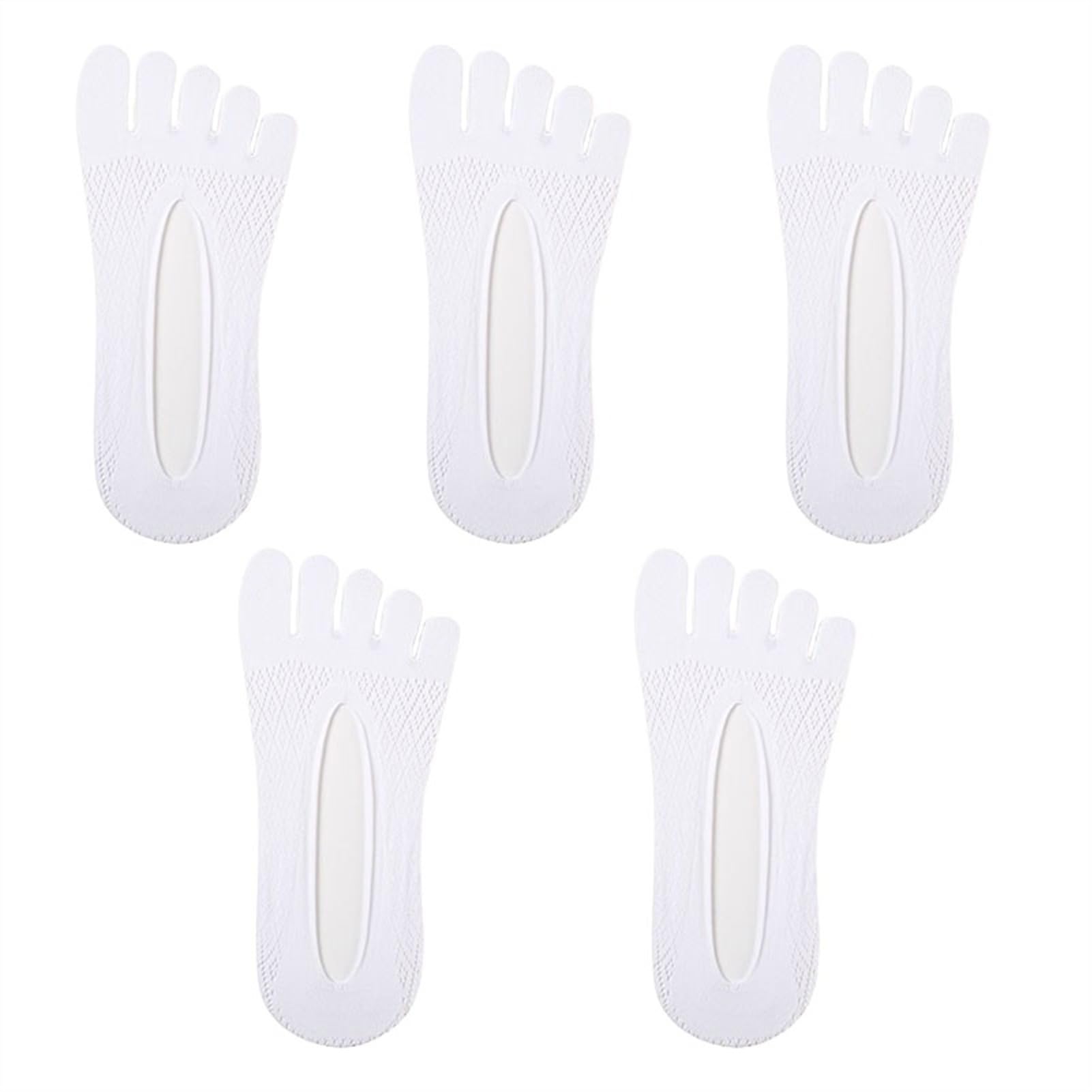 ERICAT 5 pares de calcetines de verano para hombre, ultrafinos, transpirables, invisibles, calcetines tobilleros para hombre, 5 blanco., EU 37-45