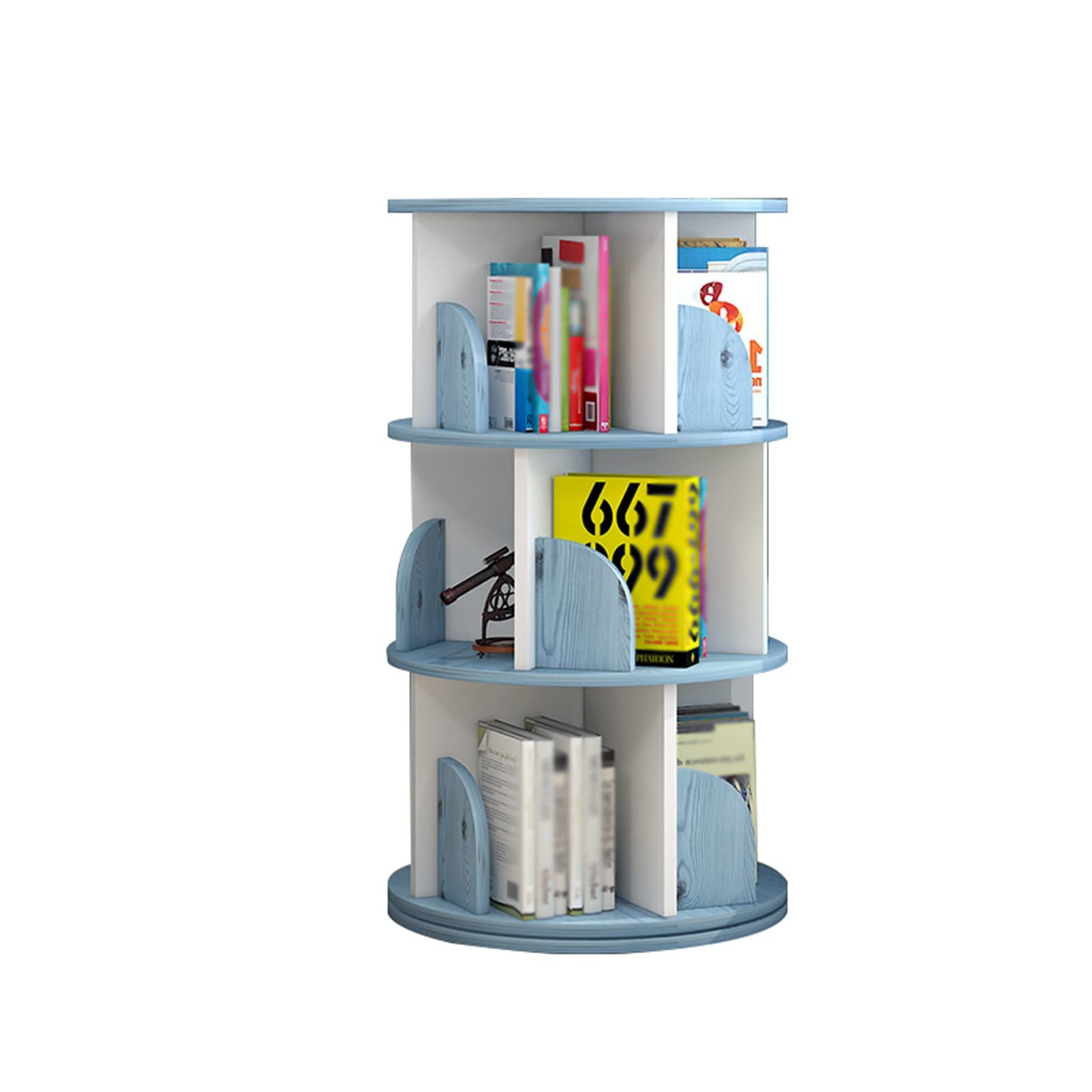 Scaffale per libri illustrati per bambini, con rotazione a 360 gradi, blu, 40 x 98 cm