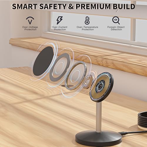 Image of Magnetic Wireless Charging Station,25W Fast Charger 6FT Mag safe Wireless Station Pad,Magnetic Mag-Safe 360 Charger Stand for iPhone 17 /17 Pro /Air /17 Pro Max /16 Pro Max /15 /14 /13 /12, AirPods Pro 2 /3 /4
