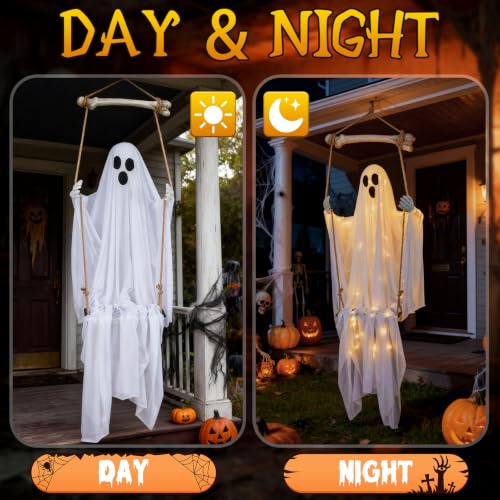 4.8' Hanging Swing Ghost Halloween Outdoor Decoration - image 7