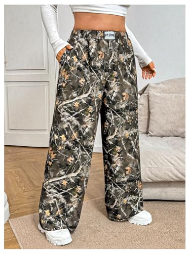 Image of RoseSeek Women's Letter Leopard Print Y2K Straight Elastic Waist Leg Pants | Cheetah Print, Straight, Baggy Loose Fit, Slant Pocket, Streetwear, Vintage, Graphic Trousers