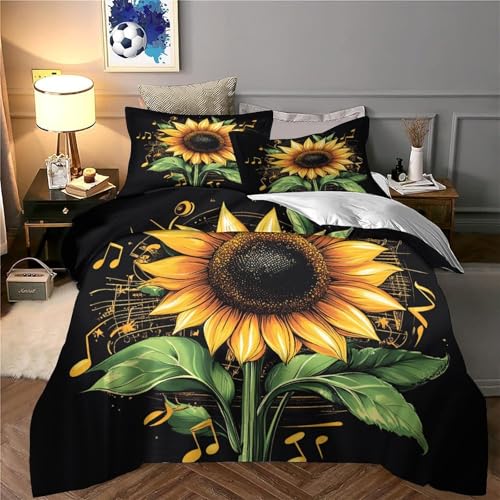 Housse de couette tournesol fermeture éclair parure douce 140x200 - 6