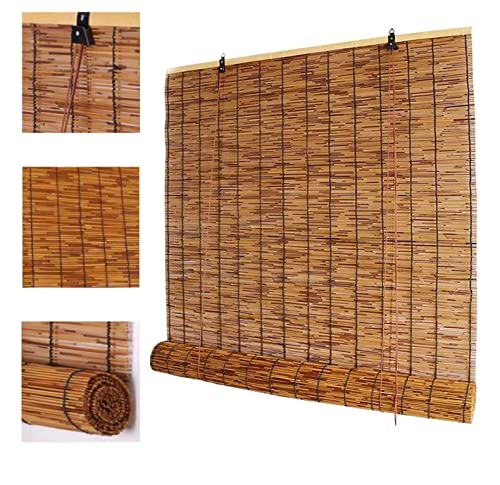 Outdoor Reed Roller Blinds - Retro Bamboo Roll Up With Roman Roller Style - Porch Blackout Roller Blinds - Reed Roller Blind Privacy Protection - Easy Installation,33X72In（Wxh #TOP9