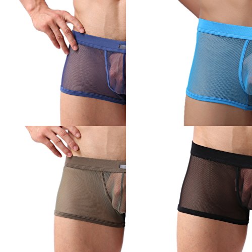 Evankin Men's Boxers Sexy Underwear Mesh Breathable Gay Low Rise Boxer Briefs(36Hei, Xl) #TOP1