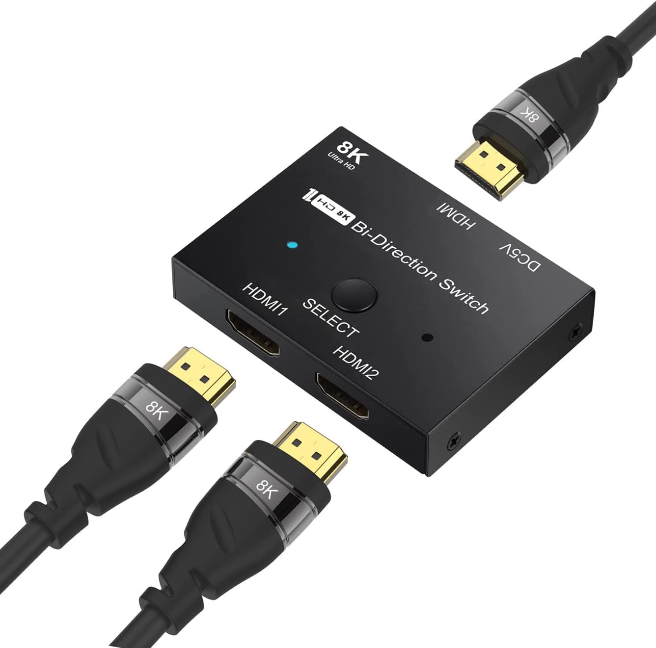 HDMI 2.1 Ultra 8K HD Bi-Directional Switch 8K@60Hz 4K@120Hz 1in 2out 2in 1out High Speed 48Gbps Splitter(Singal Display) Converter with One 8K HDMI Cable Compatible with Xbox X PS5