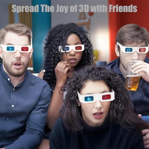 image for TARANDUS 3D Glasses for Movies Red/Cyan Cardboard 3D Glasses in White 