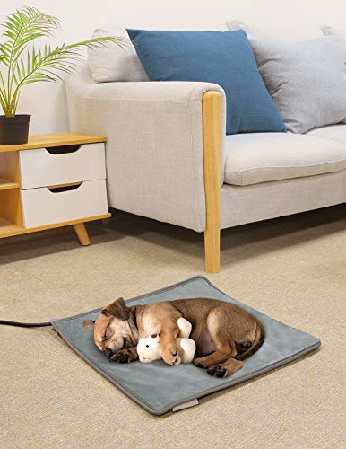 OMORC Pet Heating Pad, 12V Safe Dog Cat Heating Pad with 3 Level Timer & Temperature Settings & 2 Replaceable Cover, Auto Power-Off Thermostats and Anti-Bite Tube, 17" x 28.5" Heated Mat for Pets - Thumbnail 2