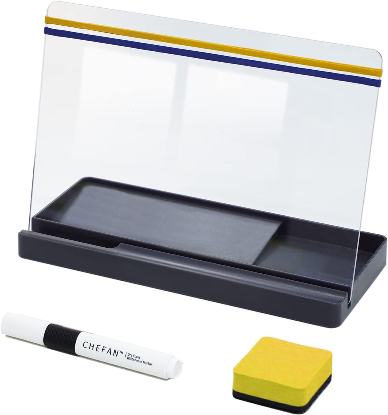 Product image of CHEFAN Acrylic Memo Tablet, Dry Erase Board with Storage Stand, Clear 10" x 7" w/Marker