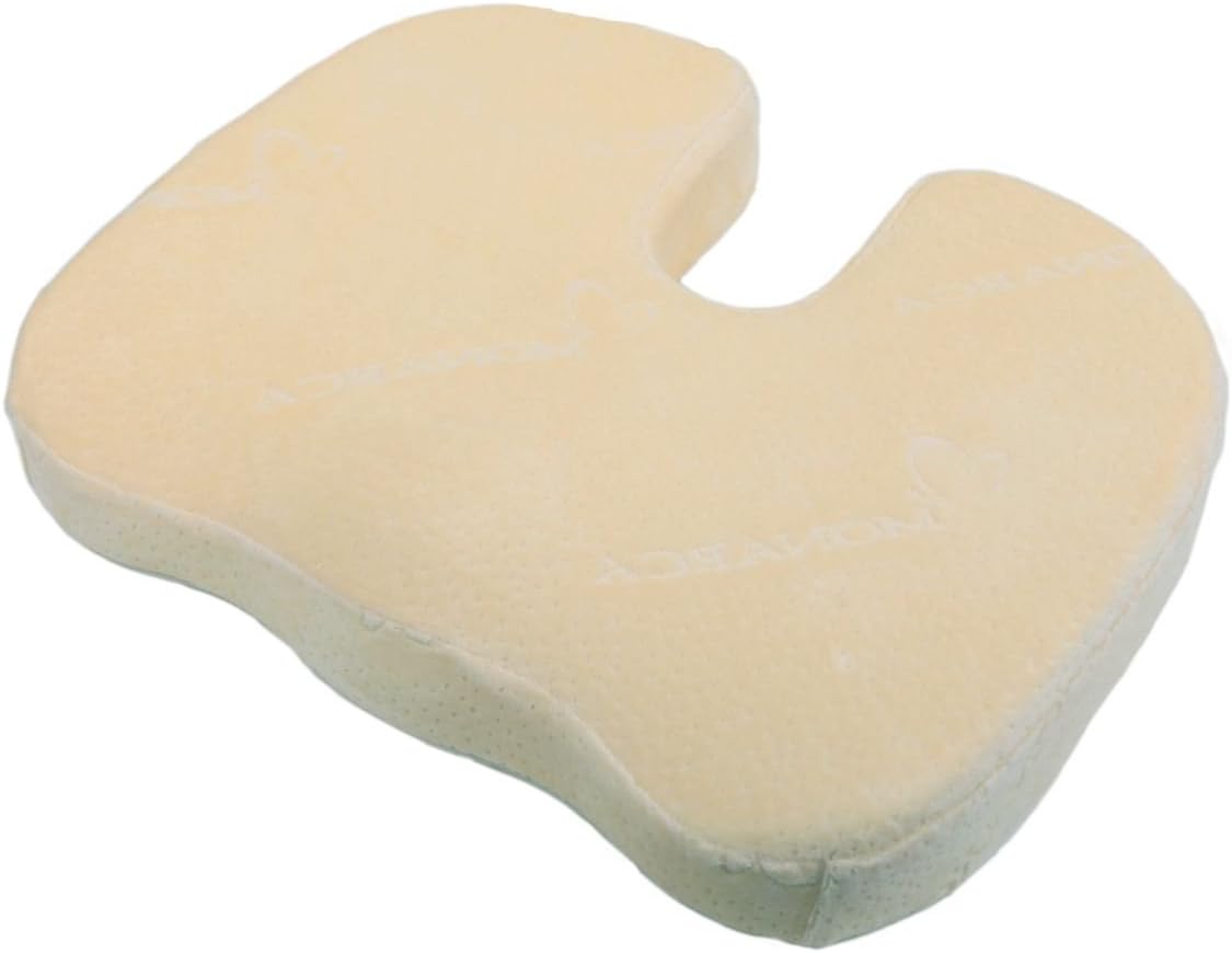 Monarca 100% Memory Foam Luxury Seat Cushion, Orthopedic Design To Relieve Back, Sciatica and Tailbone Pain, Beige