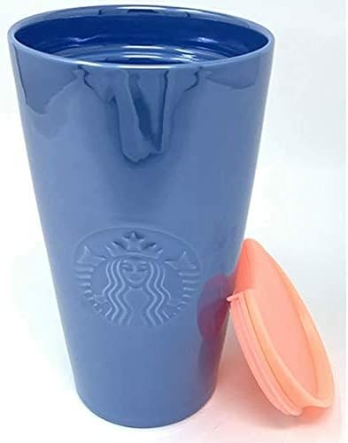 Miniatura 3 de Starbucks Taza de café con tapa azul y rosa brillante con logotipo en relieve (12 onzas)