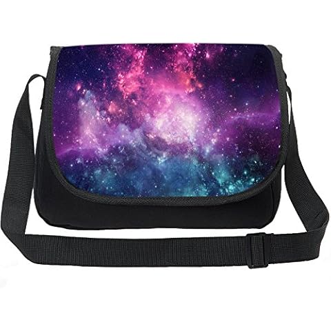 Vintage Canvas Messenger Bag Printing Universe Space Trendy Max Galaxy Pattern Shoulder Bag Cover